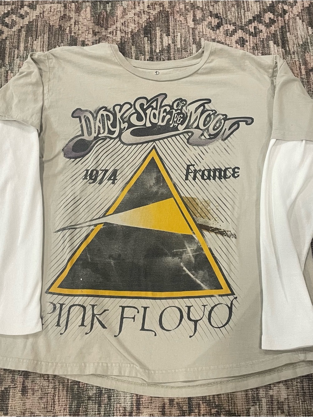 Pink Floyd Long Sleeve Graphic Tee - Light Gray with White Sleeves